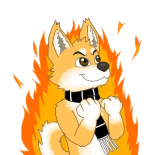 🔥 933eb525 chien, feu, en colère, dessin animé, écharpe telegram sticker