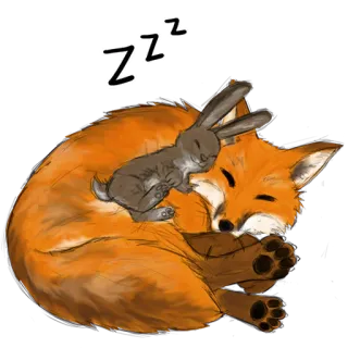 💤 99080178 ZZZ renard, lapin, sommeil, animal, mignon, dessin animé, repos telegram sticker