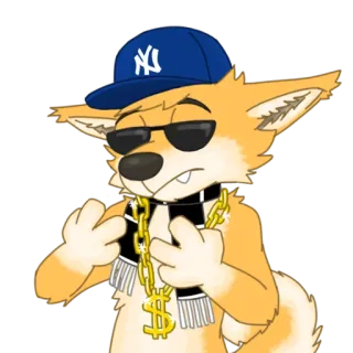 😎 ae1e053e chien, dessin animé, animal, dollar, lunettes de soleil, chapeau, chaîne en or telegram sticker