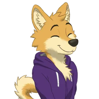 🐾 d6f1568c Furry, Anthropomorphe, Chien, Canin, Animal, Personnage, Sourire, Joyeux, Orange telegram sticker
