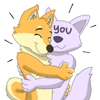 🤗 d9427710 You câlin, renard, chien, dessin animé, amour, amitié, mignon telegram sticker