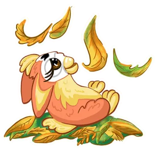 🍂 0b4d6980 Cartone animato, Coniglio, Carino, Foglie, Autunno, Animale telegram sticker