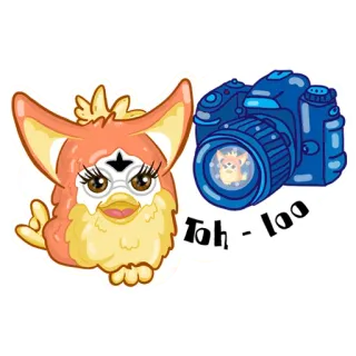 🤩 16f56b88 Toh - loo furby, fotocamera, cartone animato, kawaii, carino, adesivo telegram sticker