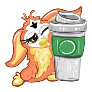 ☕️ 4a5a47ca Furry, Mostro, Caffè, Carino, Cartoni animati telegram sticker