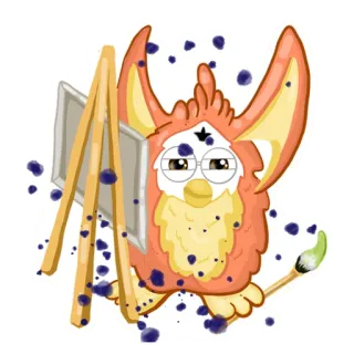 🎨 df2e5f57 cartone animato, animale, pittura, artista, carino, peloso telegram sticker