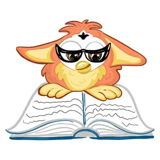 📕 e81fb3a4 Furby, libro, occhiali, lettura, cartone animato, carino telegram sticker