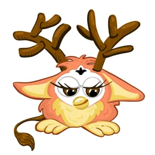 🦌 e9ef60e7 mostro, carino, cartone animato, Furby, creatura, corna telegram sticker