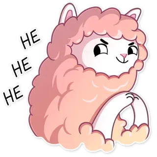 😈 0df34880 HE HE HE lama, alpaca, animale, cartone animato, carino, hi hi hi, ridere whatsapp sticker