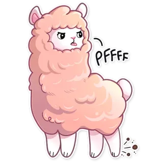 😒 5ef02603 PFFFF lama, alpaca, cartone animato, animale, soffice, carino whatsapp sticker