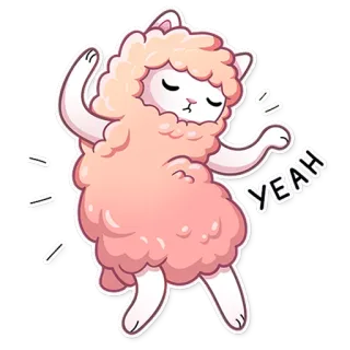 💃 8dca22f0 YEAH alpaca, animale, adesivo, gatto, carino, sì whatsapp sticker