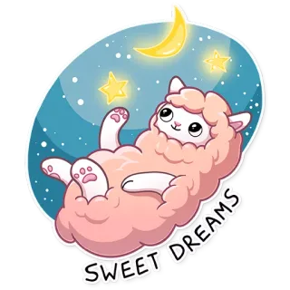 😴 b94a9b65 SWEET DREAMS Alpaca, Sogni d'oro, Carino, Kawaii, Animale, Stelle, Luna whatsapp sticker