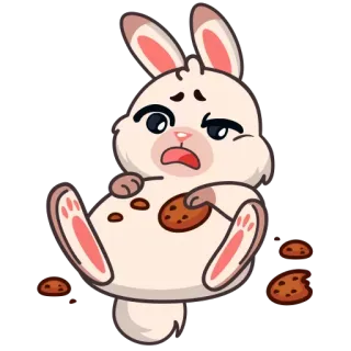 🍪 e3692513 conejo, conejito, galleta, comiendo, animal, dibujos animados, lindo whatsapp sticker