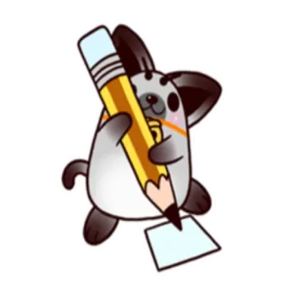📝 8dc6df49 gatto, matita, scrittura, disegno, cartone animato, carino, adesivo whatsapp sticker