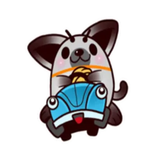 🚘 bb9f440b animale, cartone animato, carino, cane, auto, guidare, divertente whatsapp sticker