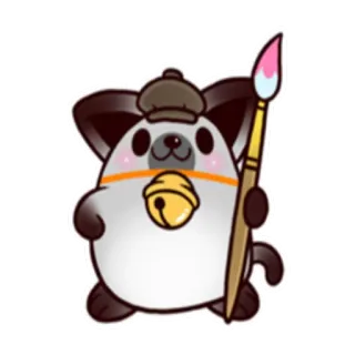 🎨 be0ef5b5 animale, personaggio, cartone animato, carino, artista, pittore, pennello whatsapp sticker