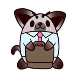 💼 cf151fe5 gatto, affari, completo, cravatta, valigetta, carino, cartone animato whatsapp sticker