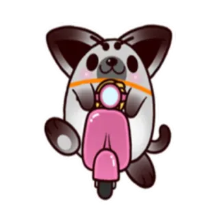 🛵 d73980e9 foca, scooter, carino, animale, cartone animato, kawaii, scooter rosa whatsapp sticker