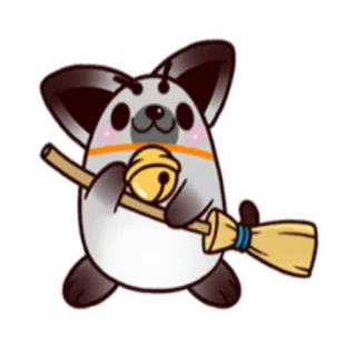 🗑 e02a1304 animale, cartone animato, carino, mascotte, scopa, campana whatsapp sticker