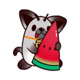 🍉 e9c71ea5 cane, anguria, carino, animale, kawaii, adesivo whatsapp sticker