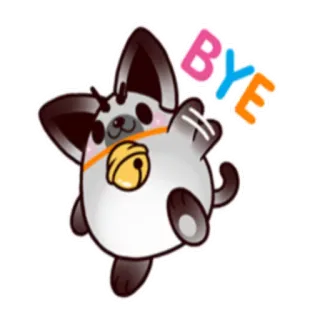 ✋ f2d76f53 BYE gatto, addio, arrivederci, carino, animale, gattino, campana whatsapp sticker
