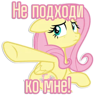 🫷 3fce6377 Fluttershy My Little Pony Не подходи ко мне! Fluttershy, My Little Pony, cartoon, pony, schattig, waarschuwing telegram sticker