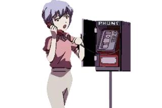 📞 0ea75622 PHONO anime, phone, call, booth, vintage telegram sticker