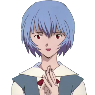 👏 2907bc38 Rei Ayanami Neon Genesis Evangelion anime, character, blue hair, rei ayanami, evangelion telegram sticker