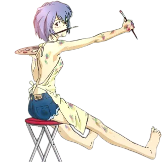 😃 4dbbb7d4 Rei Ayanami Neon Genesis Evangelion anime, artist, painting, character, paint, neon genesis evangelion telegram sticker