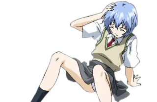 😜 6027ddaa Rei Ayanami Neon Genesis Evangelion anime, character, girl, school uniform, rei ayanami, evangelion telegram sticker