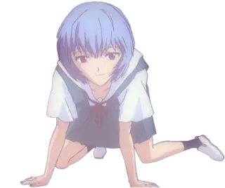 🥴 8714a634 Rei Ayanami Neon Genesis Evangelion anime, girl, school uniform, Rei Ayanami, Evangelion telegram sticker