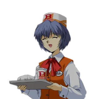 😄 c30039b9 BURGER anime, burger, waitress, food service, fast food, smiling telegram sticker