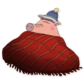 💤 c85eca20 猪, 毯子, 睡觉, 帽子, 可爱 telegram sticker