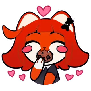 🍪 13c3617e mignon, renard, kawaii, cookie, dessin animé, animal, coeur, goûter telegram sticker