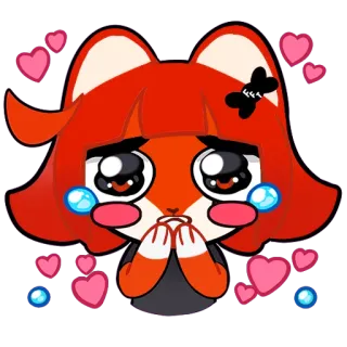 🥰 347beb95 renard, animé, kawaii, mignon, coeurs, dessin animé, illustration telegram sticker