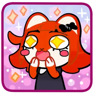 🤩 96a964b6 renard, animal, mignon, kawaii, étincelles, dessin animé telegram sticker