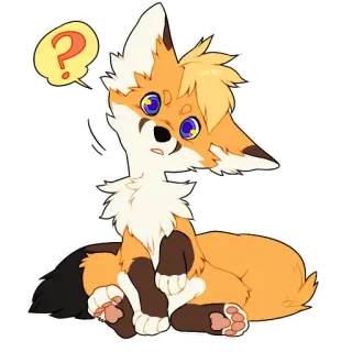 🤨 4be38826 raposa, animal, fofo, desenho animado, ponto de interrogação, peludo telegram sticker
