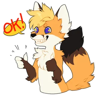 😁 54f78ff5 OK! raposa, polegar para cima, desenho animado, ok, animal, fofo, aprovação telegram sticker