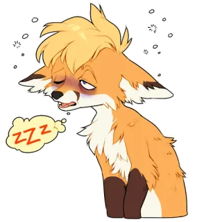 😴 9380500e ZZZ raposa, dormindo, animal, fofo, desenho animado, cansado, zzz telegram sticker