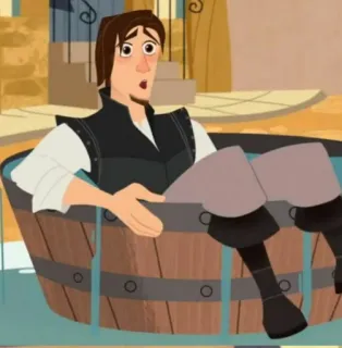 🖇 cfa821d8 Flynn Rider Tangled cartoon, disney, tangled, flynn rider, man, character, bath, surprise whatsapp sticker