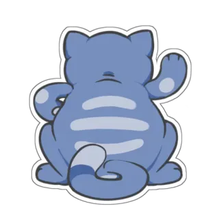 🤚 459bf844 kot, zwierzę, naklejka, kreskówka, niebieski kot, widok z tyłu telegram sticker