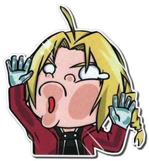 😵 2950a83b Edward Elric Fullmetal Alchemist Anime, Manga, Sticker, Dessin animé, Drôle, Fullmetal Alchemist, Edward Elric telegram sticker