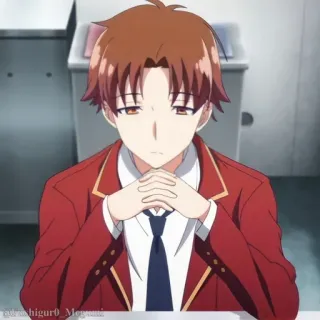 📚 ce276582 Ayanokoji Kiyotaka Classroom of the Elite Anime, Manga, Classroom of the Elite, Ayanokoji Kiyotaka, Personaje, Sentado, Interior telegram sticker