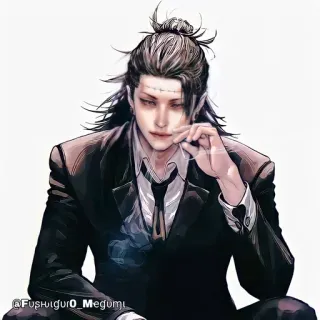 🚬 35811ed2 @Fushiguro_Megumi Anime, Fumo, Fanart, Personaggio, Ritratto, Completo telegram sticker