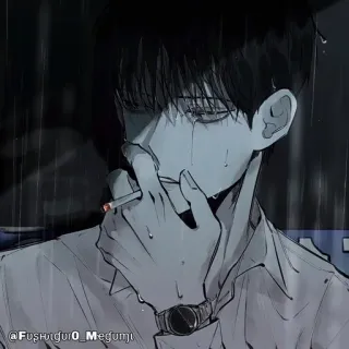 🚬 4499ff72 Megumi Fushiguro @Fushiguro_Megumi Anime, Sigaretta, Maschio, Pianto, Triste, Arte, Fumo telegram sticker