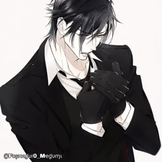 🚬 44b32dca @Fujshouguri_O_Megumi uomo, fumare, sigaretta, completo, bianco e nero telegram sticker