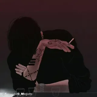 🚬 6418d386 fumo, sigaretta, tatuaggio, dark, malinconico, arte telegram sticker