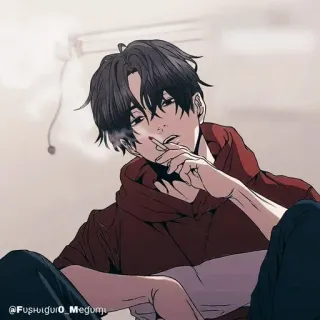 🚬 66a03a43 fumare, uomo, felpa con cappuccio, sigaretta telegram sticker