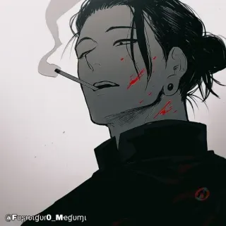 🚬 a5e264fd @Fushiguro_Megumi Anime, Fumo, Sigaretta, Sangue, Gore, Disegno telegram sticker