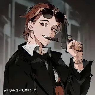 🚬 a5fdeed0 @FushIgur0_Megumi Anime, Personaggio, Pistola, Sigaro, Uomo telegram sticker