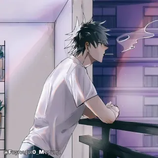 🚬 d00975b6 @Fushiguro_Megumi Anime, Uomo, Sigaretta, Balcone, Fumo telegram sticker